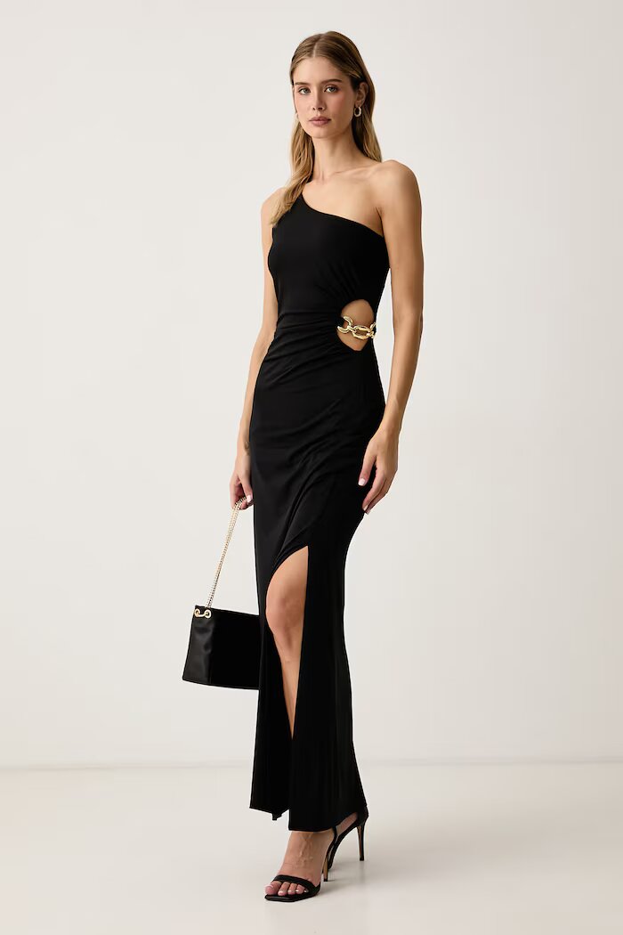 GUESS асиметрична рокля JAZLYN черна W6BK09 K6012