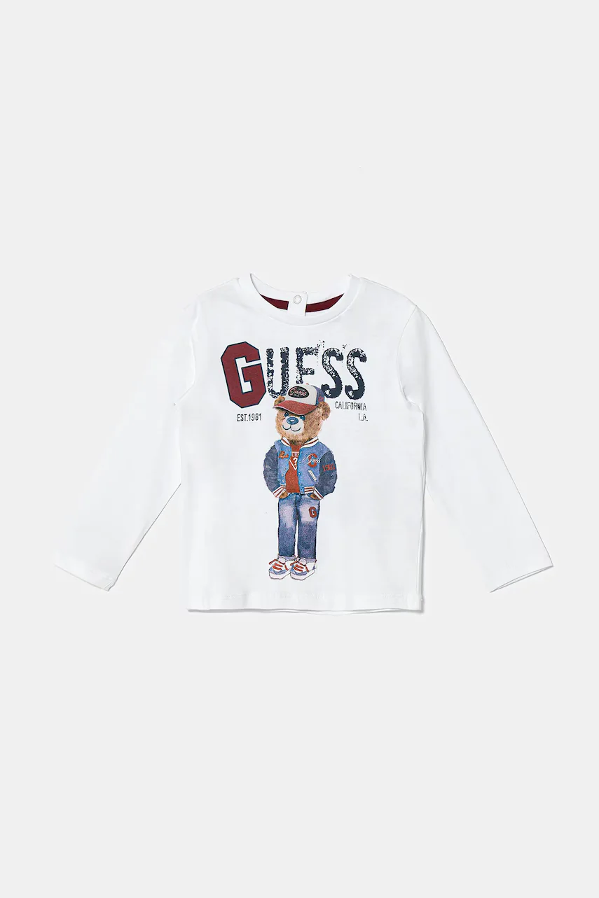 GUESS Бебешка памучна блуза с дълъг ръкав