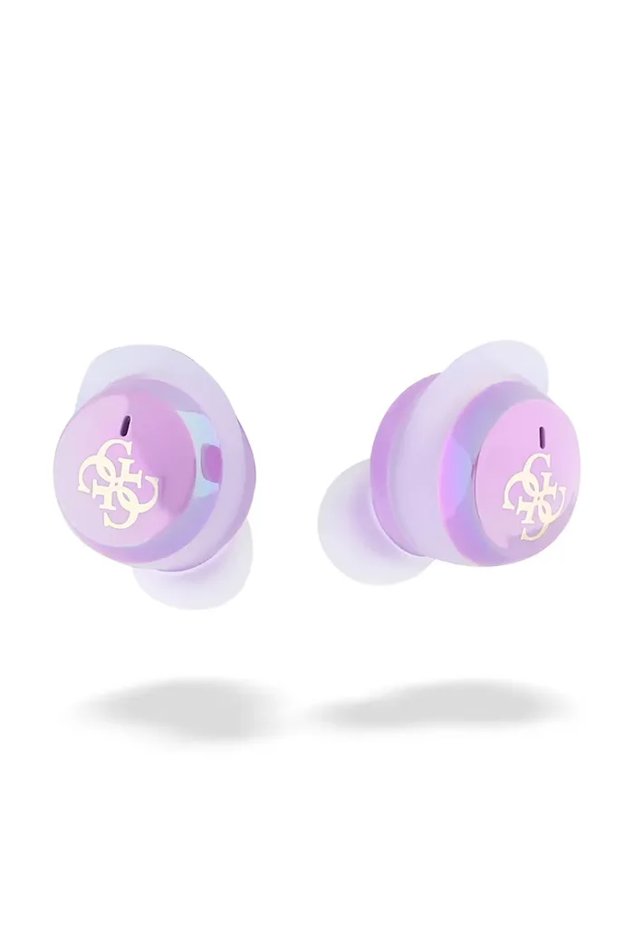 GUESS Безжични слушалки Iridescent 4G Printed Logo в лилаво