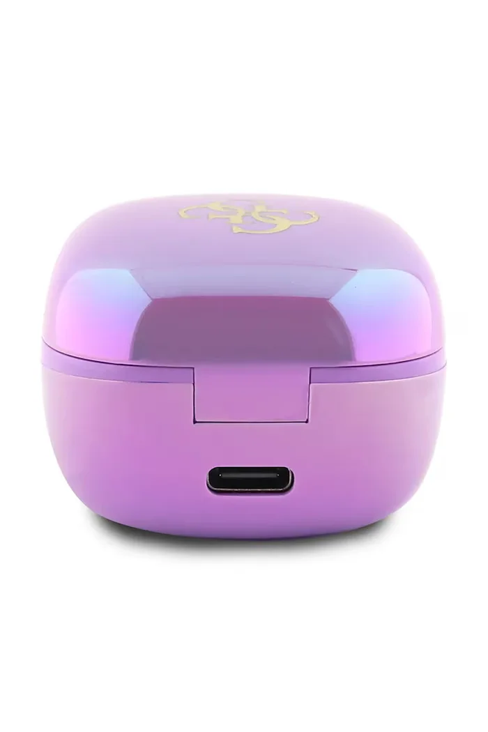 GUESS Безжични слушалки Iridescent 4G Printed Logo в лилаво