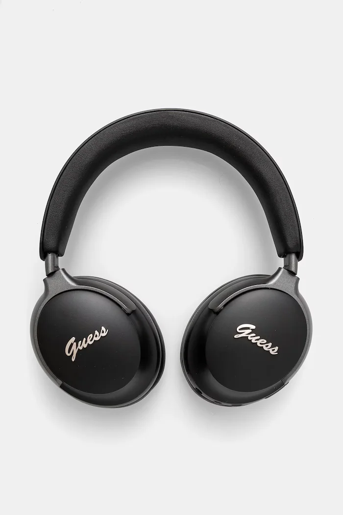 GUESS Безжични слушалки за уши Metal Script Logo в черно