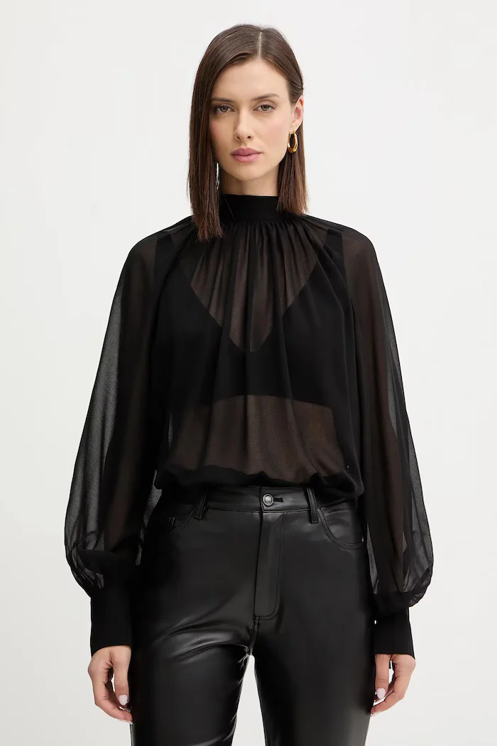 GUESS Блуза AUDRINE дамска в черно с десен W5BH84 W3022