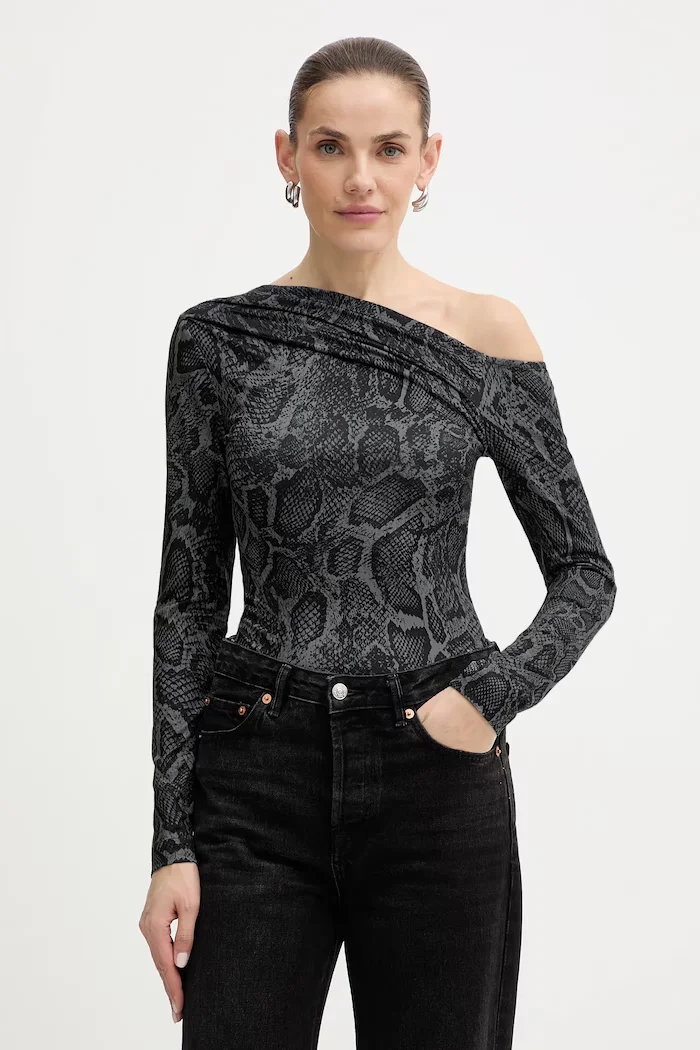 GUESS Блуза с дълги ръкави ANITA дамска в сиво W5BP08 K1492