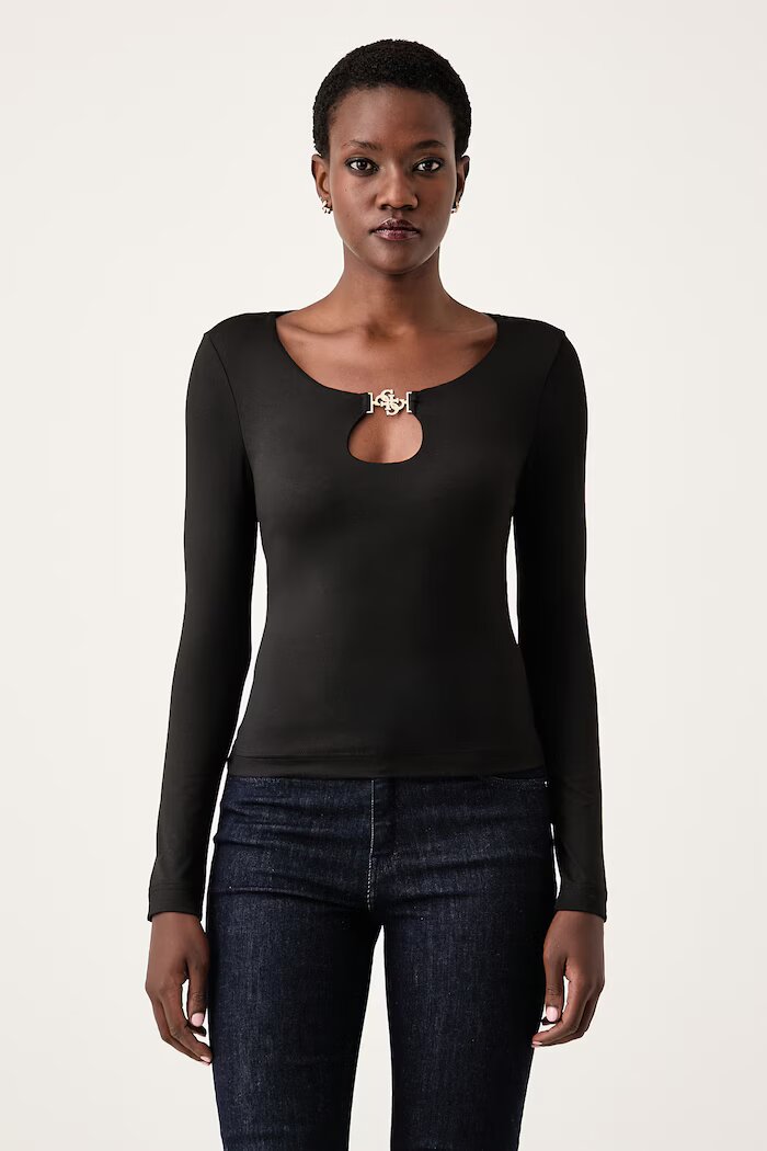 GUESS блуза с дълги ръкави дамска CAMRYN черна W6BP27 K6288