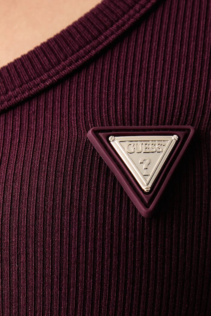 GUESS блуза с дълги ръкави дамска с памук бордо V4BP07 K8RT2