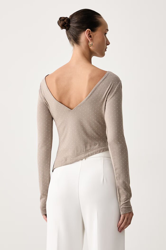 GUESS блуза с дълги ръкави дамска с вискоза CHRISSY бежова W6BP25 K6281