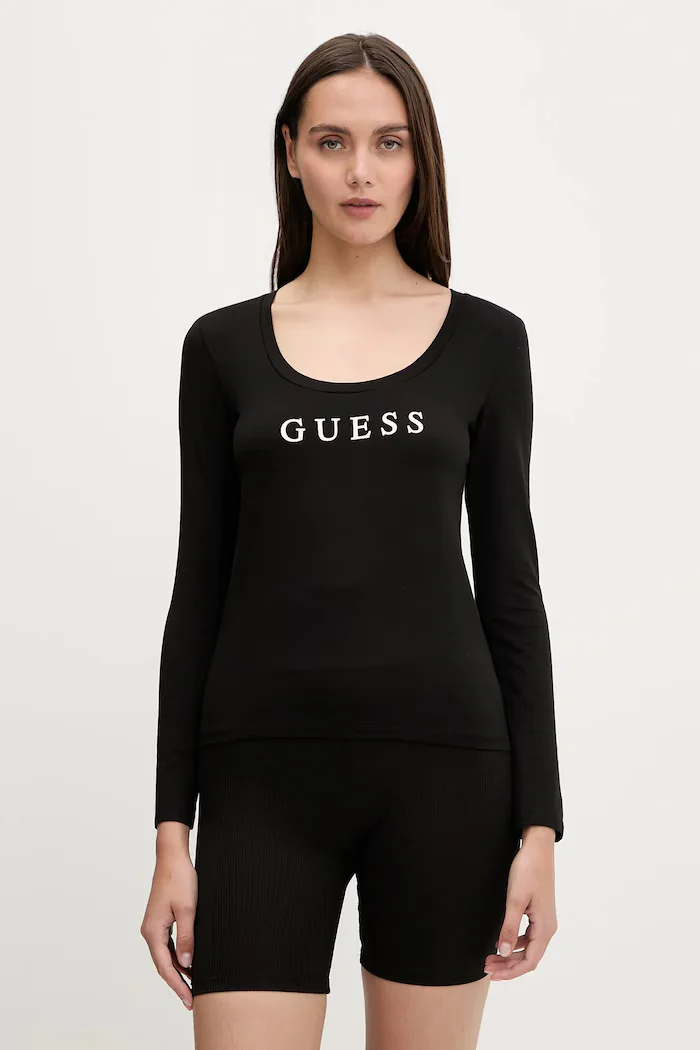 GUESS Блуза с дълги ръкави NEW CARRIE в черно O5RI00 KBBU1