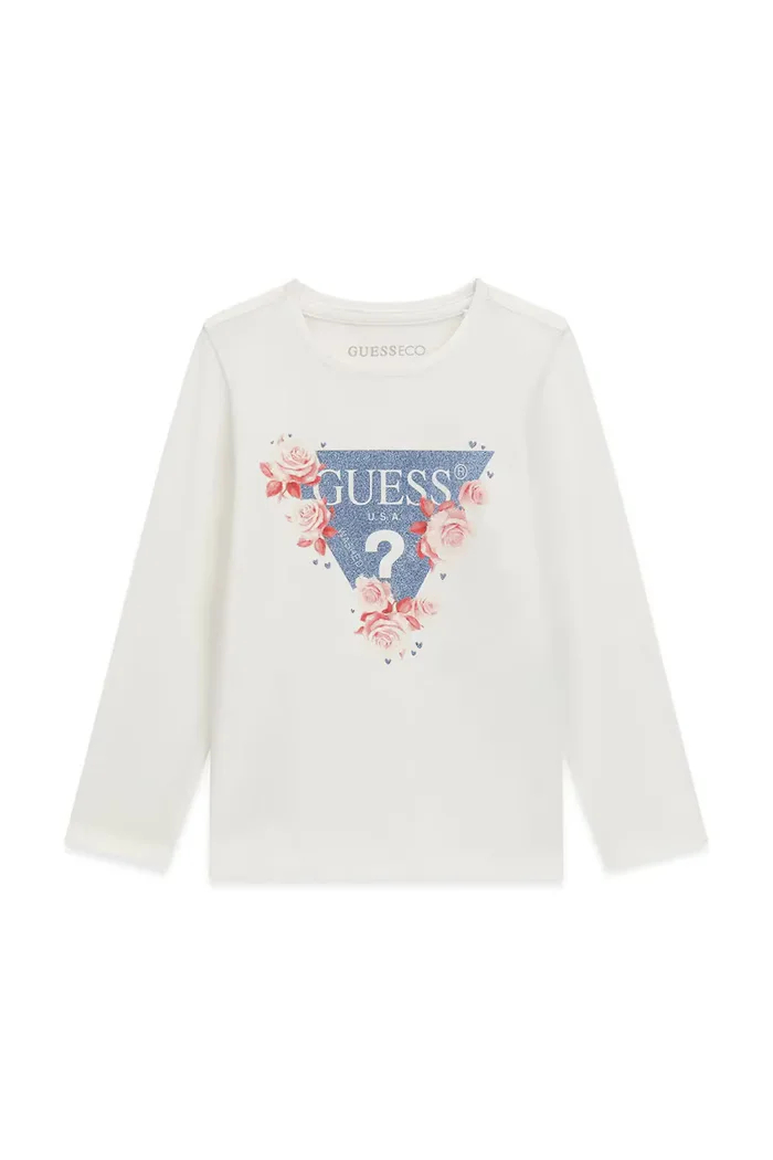 GUESS блуза с дълги ръкави за деца от памук бяла K6BI17 K5848