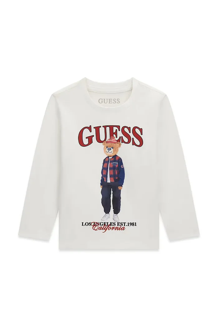 GUESS блуза с дълги ръкави за деца от памук бяла N6BI04 K5854