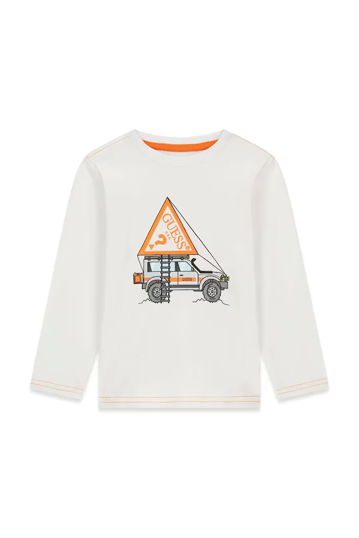 GUESS блуза с дълги ръкави за деца от памук бяла N6BI13 K5865