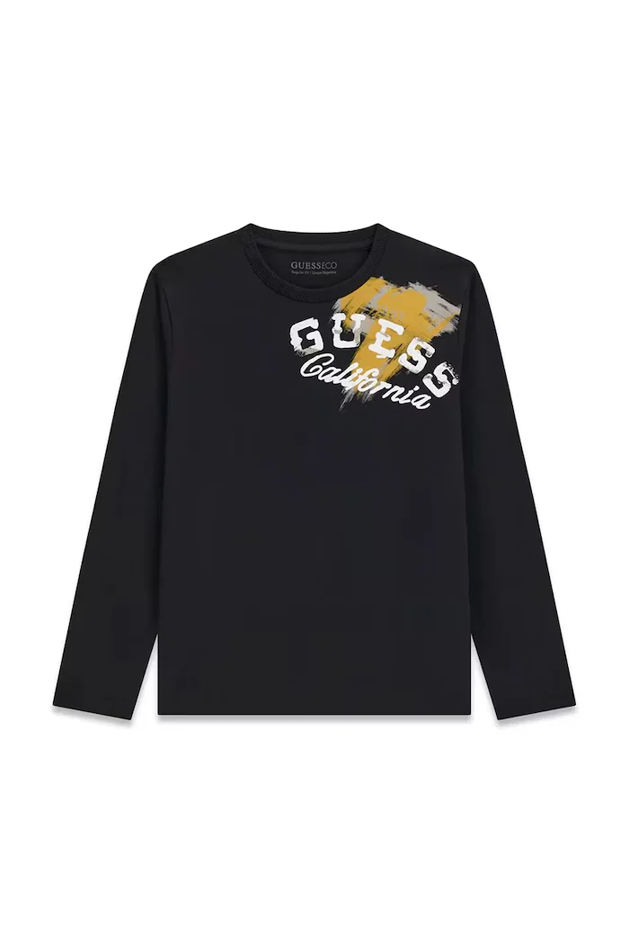 GUESS блуза с дълги ръкави за деца от памук черна L6BI02 K5723