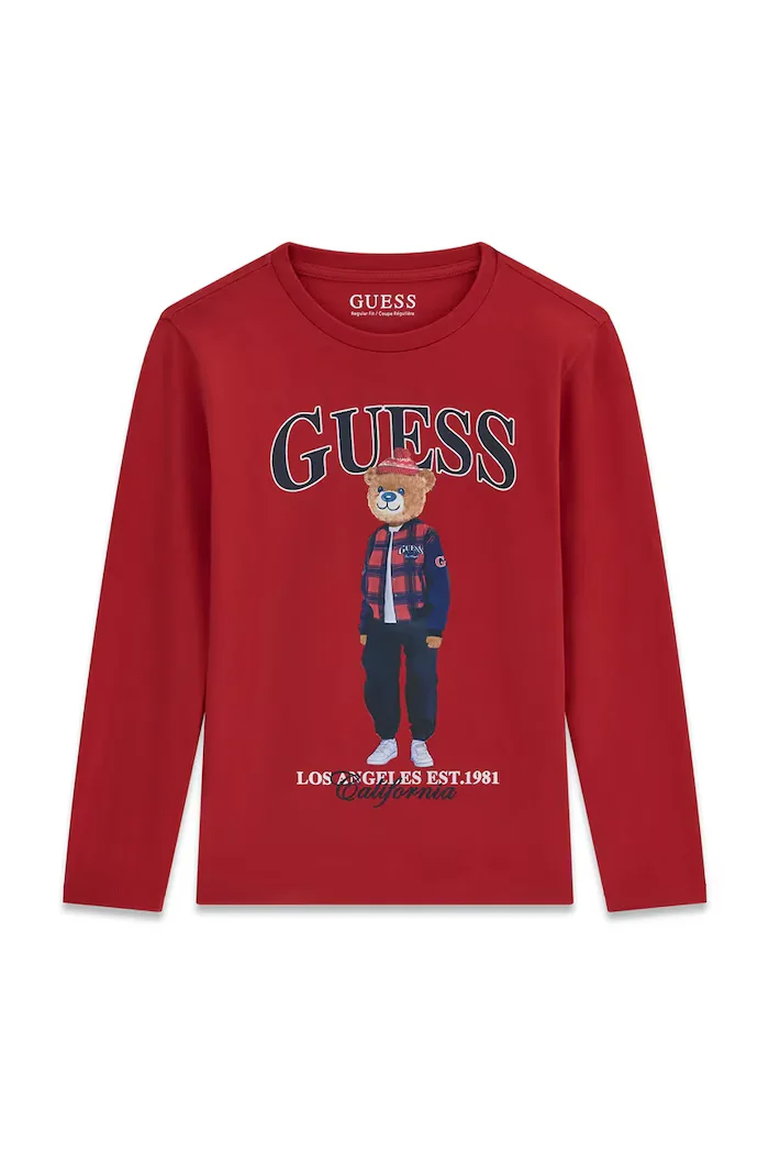GUESS блуза с дълги ръкави за деца от памук червена L6BI11 K5732