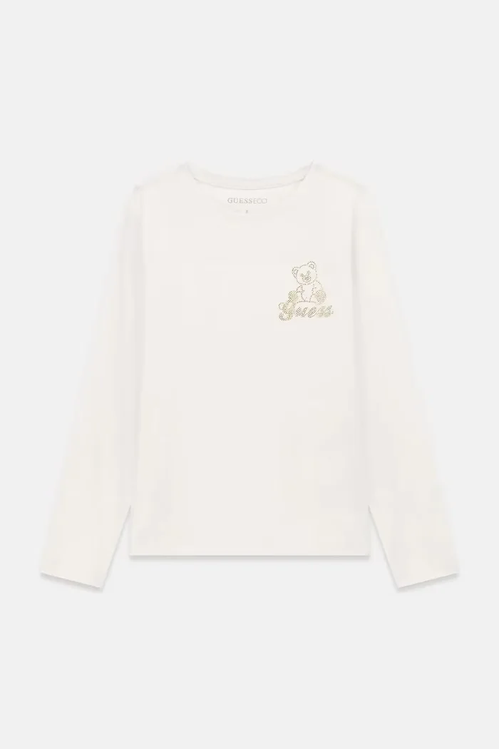 GUESS блуза с дълги ръкави за деца от памук с еластан бяла J6BI09 K5783