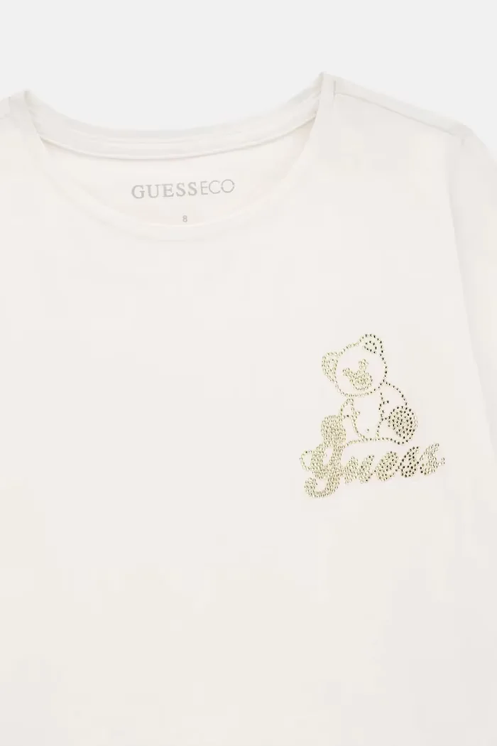 GUESS блуза с дълги ръкави за деца от памук с еластан бяла J6BI09 K5783