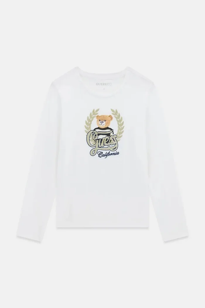 GUESS блуза с дълги ръкави за деца от памук с еластан бяла J6BI21 K5818