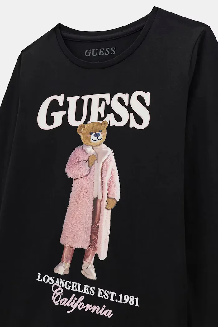 GUESS блуза с дълги ръкави за деца от памук с еластан черна J6BI12 K5793