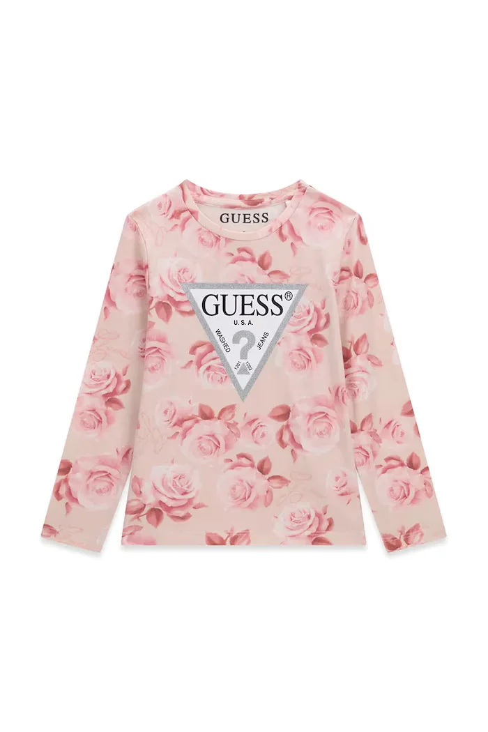 GUESS блуза с дълги ръкави за деца от памук с еластан розова K6BI07 K5805