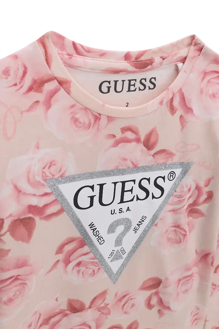 GUESS блуза с дълги ръкави за деца от памук с еластан розова K6BI07 K5805