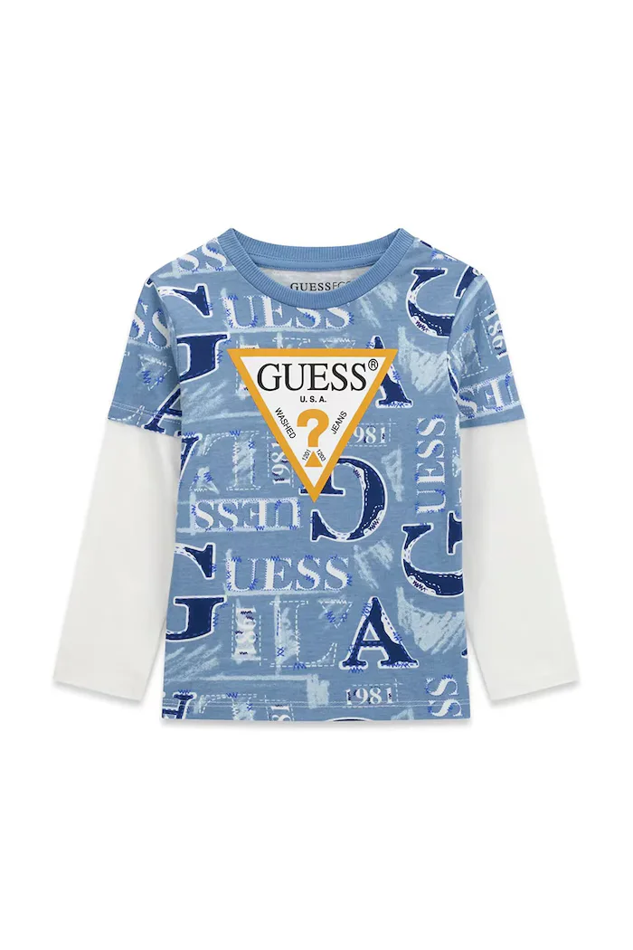GUESS блуза с дълги ръкави за деца от памук синя N6BI18 K5871