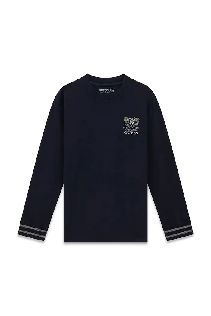 GUESS блуза с дълги ръкави за деца от памук тъмносиня L6YI32 K3783