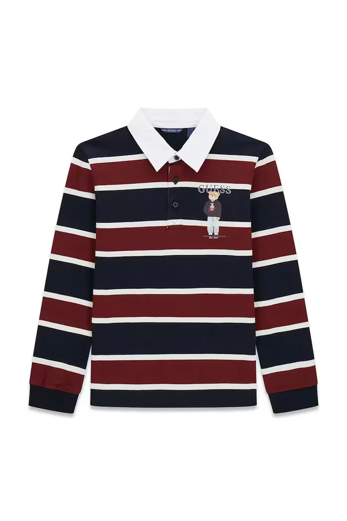 GUESS блуза с дълги ръкави за деца от памук тъмносиня L6YP08 K4003