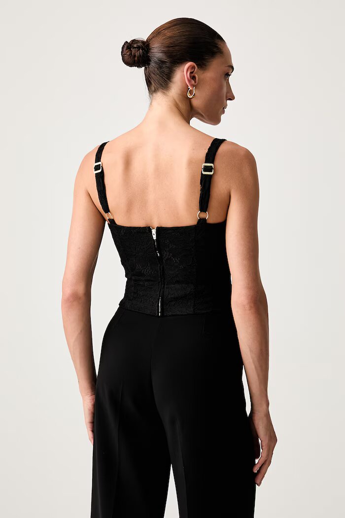 GUESS блуза с презрамки дамска от дантела KATRINA черна W6YP36 K4405
