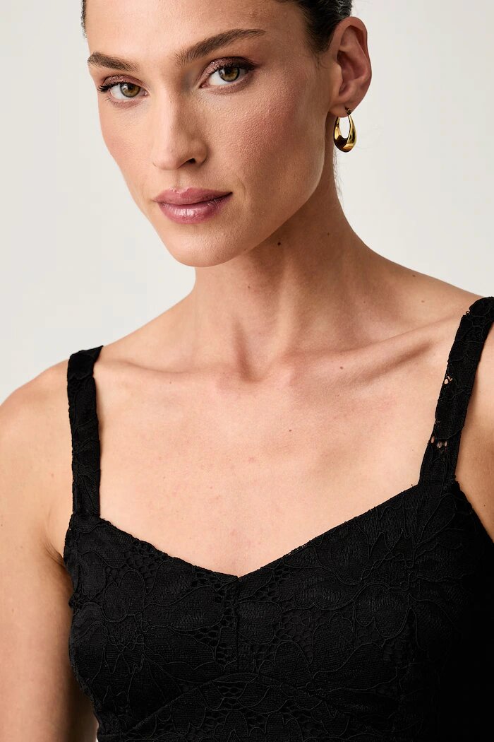GUESS блуза с презрамки дамска от дантела KATRINA черна W6YP36 K4405