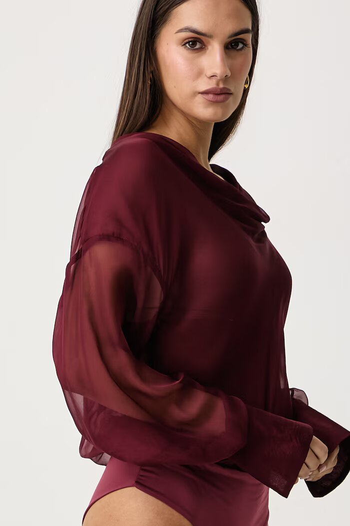 GUESS боди дамско от коприна x LEONIE HANNE бордо W6BH68 W5199