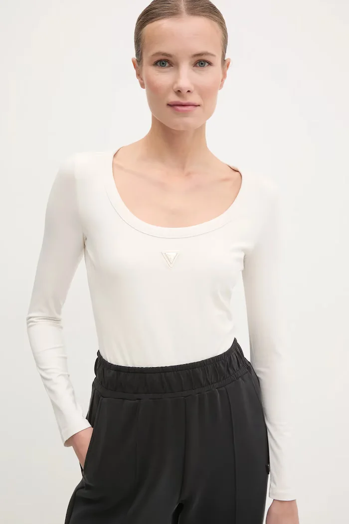 GUESS боди дамско от памук с еластан COLETTE бежово V4YP07 J1314