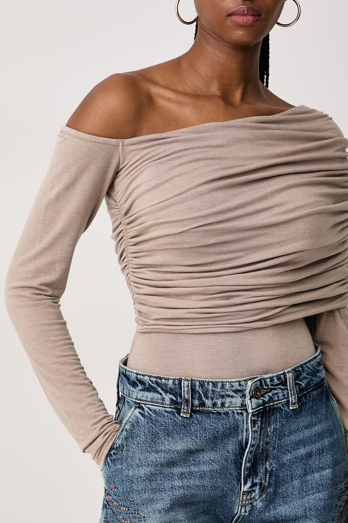 GUESS боди дамско с добавена вълна x LEONIE HANNE бежово W6BP53 K8104