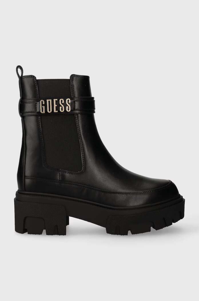 GUESS Боти челси YELMA в черно с платформа FL8YEA ELE10
