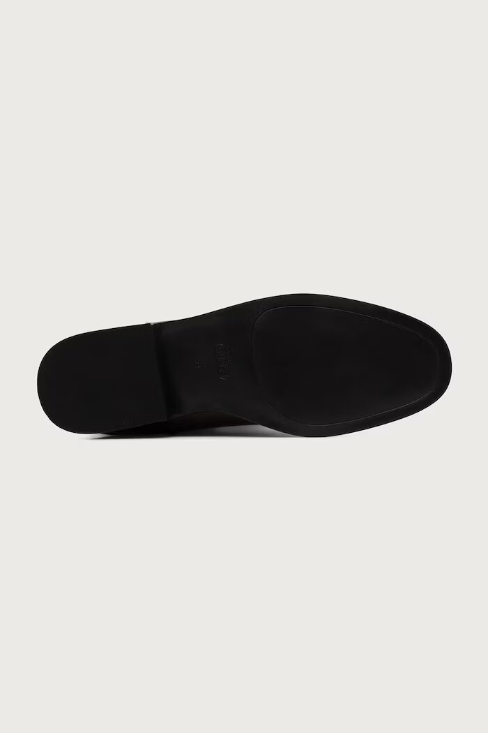 GUESS ботуши под коляното дамски от кожа NAURE кафяви FLFNAU LEA11