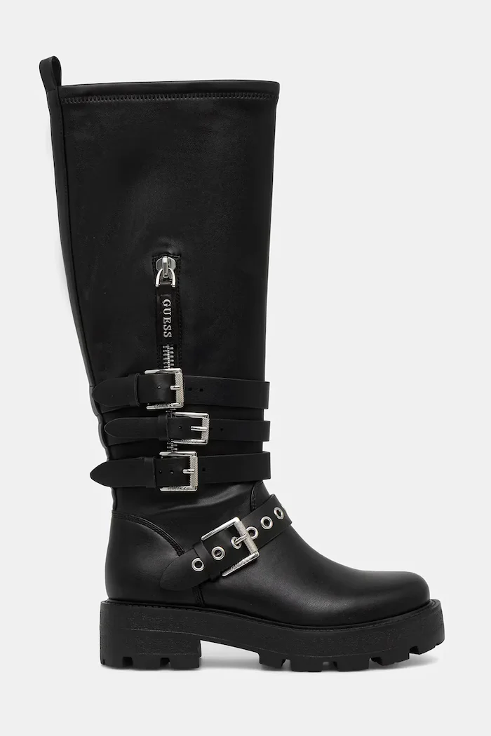 GUESS Ботуши YANKY в черно с платформа FLFYNK ELE11