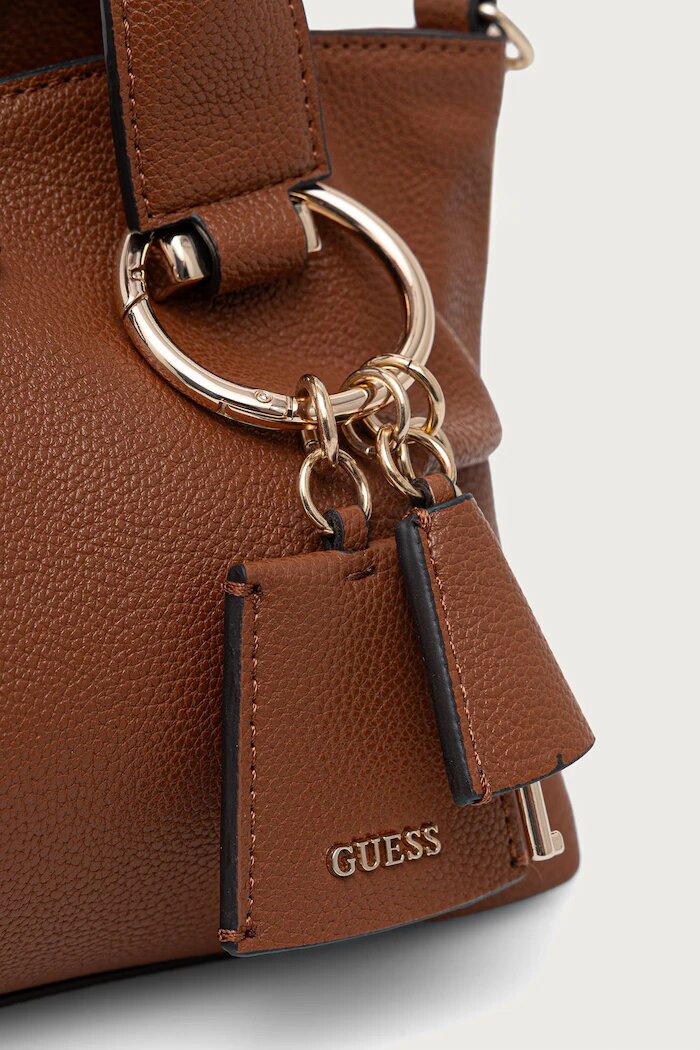 GUESS чанта crossbody дамска от имитация на кожа SUZY кафява HWBG23 22760
