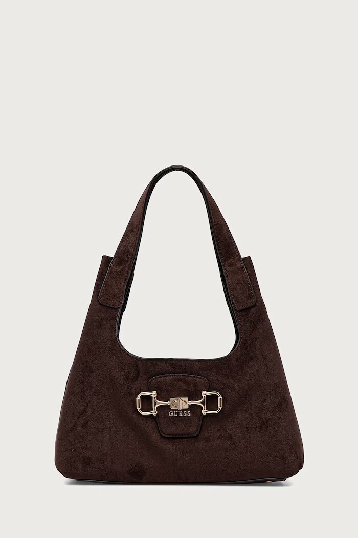 GUESS чанта дамска от имитация на велур SUNSET кафява HWSG23 14010