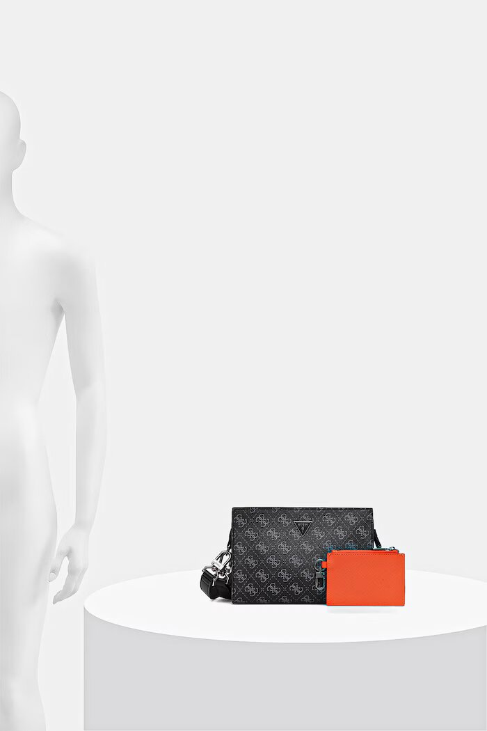 GUESS чанта през рамо мъжка от имитация на кожа MILANO черна HMMILO P6157