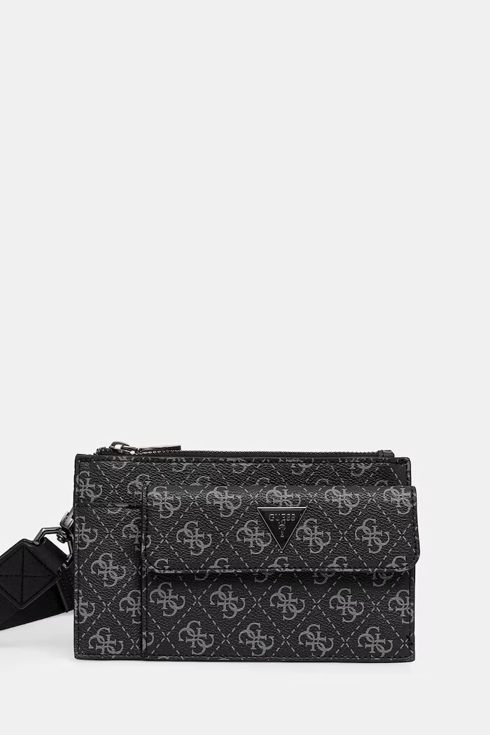 GUESS чанта през рамо мъжка от имитация на кожа MILANO черна HMMILO P6391