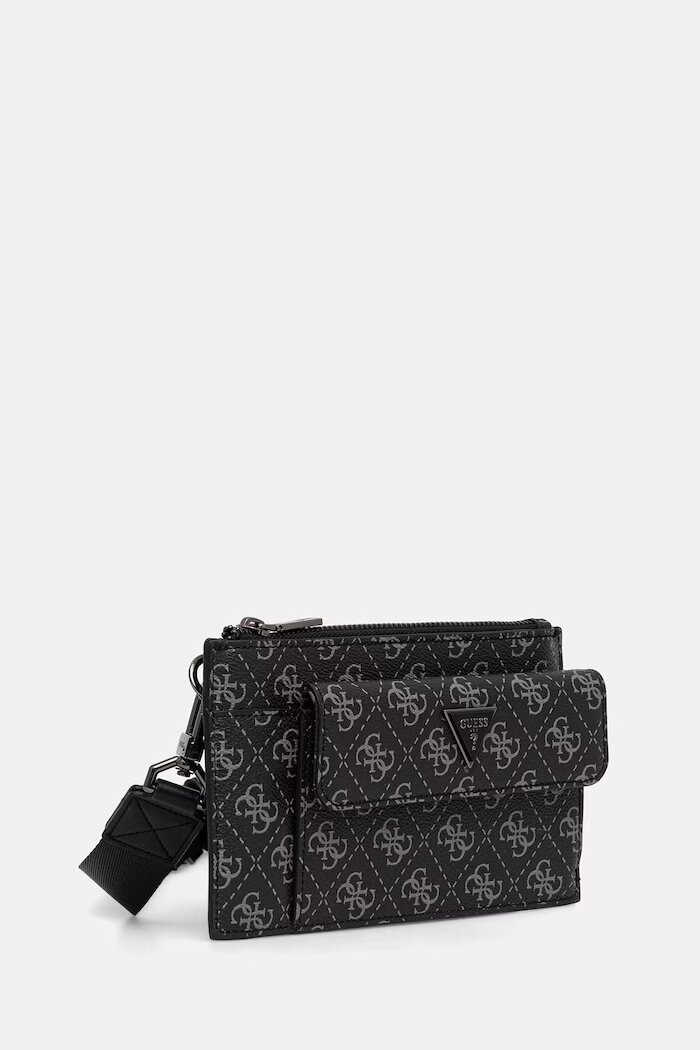 GUESS чанта през рамо мъжка от имитация на кожа MILANO черна HMMILO P6391