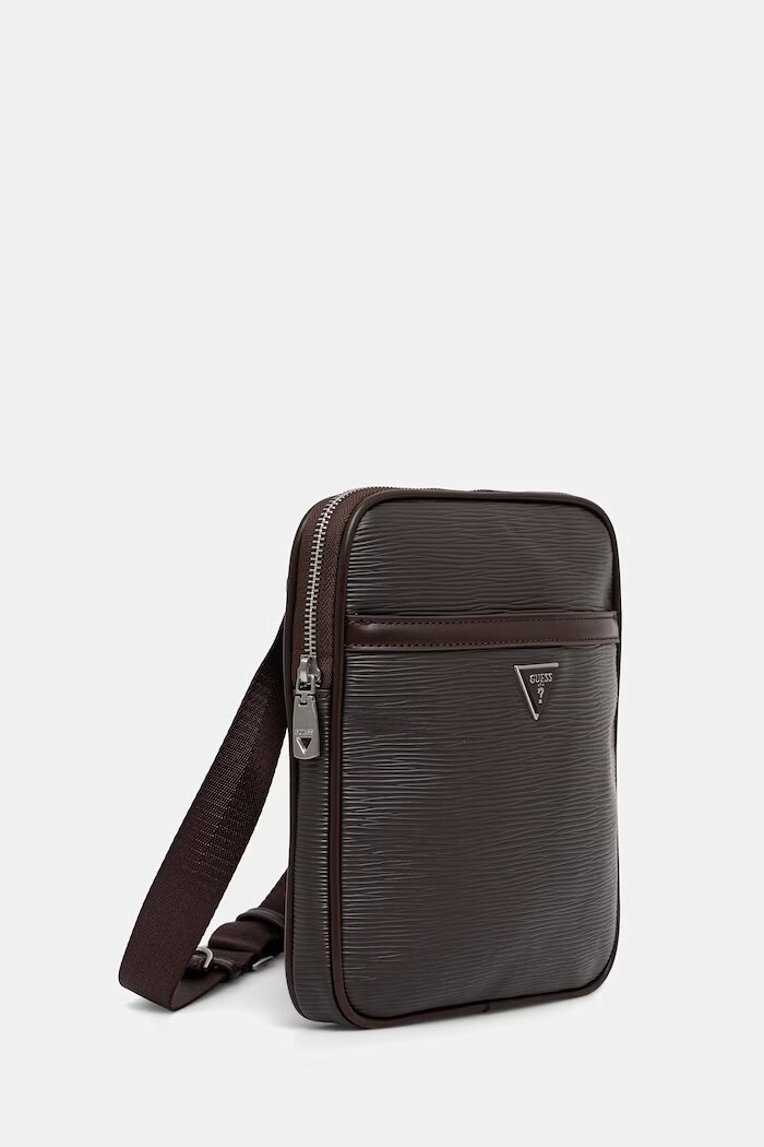 GUESS чанта за рамо мъжка от имитация на кожа MILANO кафява HMMIPW P6223