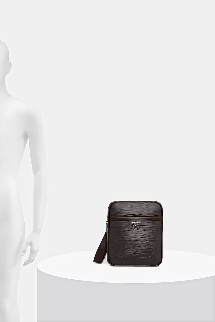 GUESS чанта за рамо мъжка от имитация на кожа MILANO кафява HMMIPW P6223