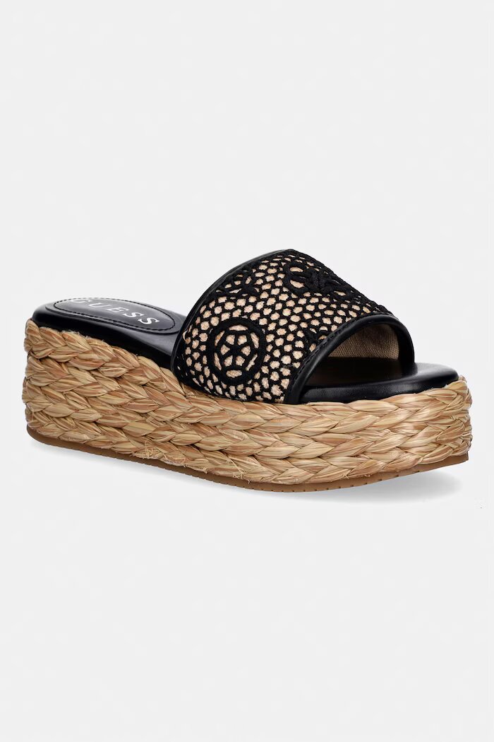 GUESS Чехли BINATA в черно с платформа FLJBIA FAL04