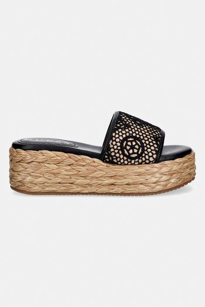 GUESS Чехли BINATA в черно с платформа FLJBIA FAL04