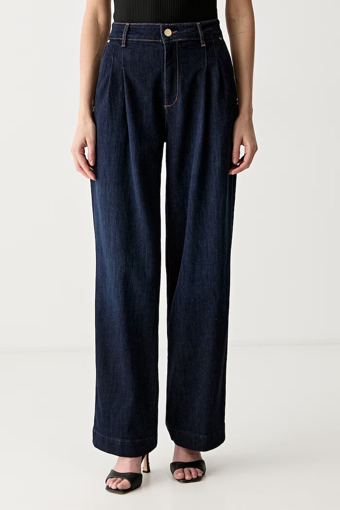 GUESS дънки high waist дамски тъмносини W6YAJF D1354