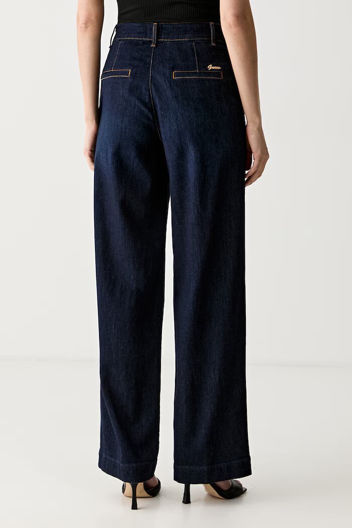 GUESS дънки high waist дамски тъмносини W6YAJF D1354
