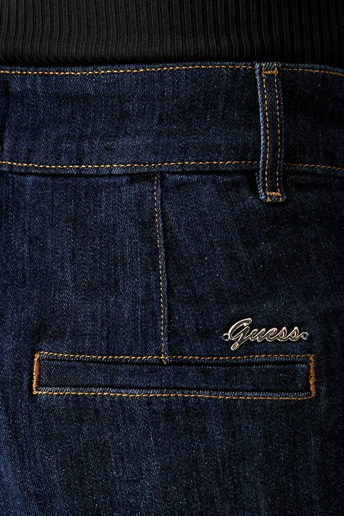 GUESS дънки high waist дамски тъмносини W6YAJF D1354