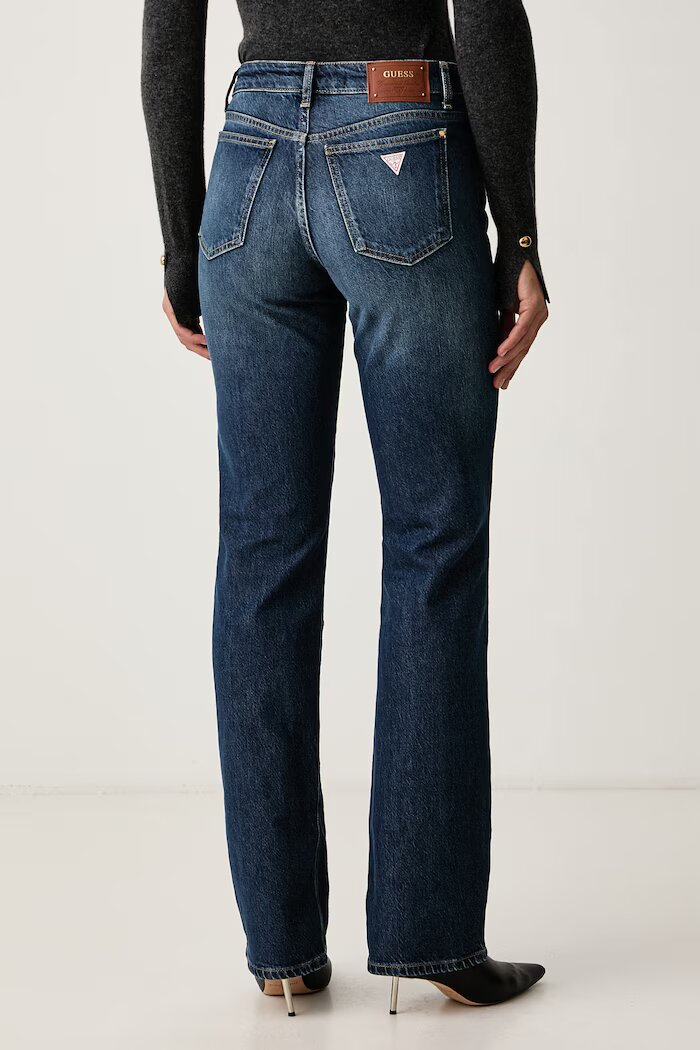 GUESS дънки straight дамски ICONIC STRAIGHT тъмносини W6BAJR D2117