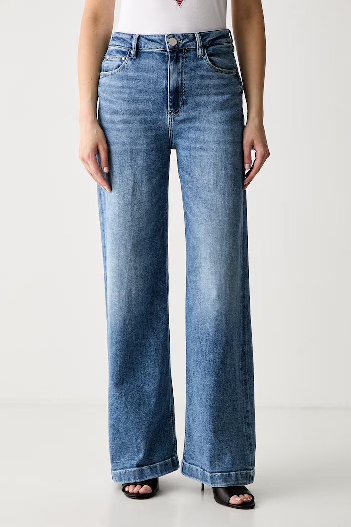GUESS дънки wide leg дамски BELLAGIO сини W6YA1C D1337