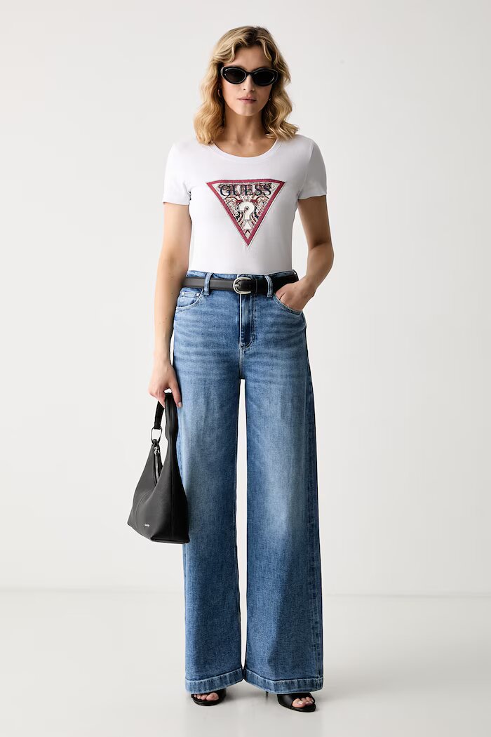 GUESS дънки wide leg дамски BELLAGIO сини W6YA1C D1337