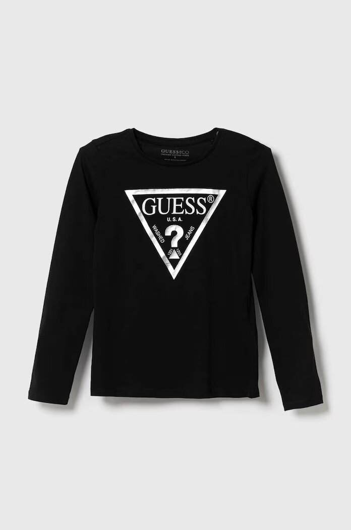 GUESS Детска блуза с дълги ръкави в черно