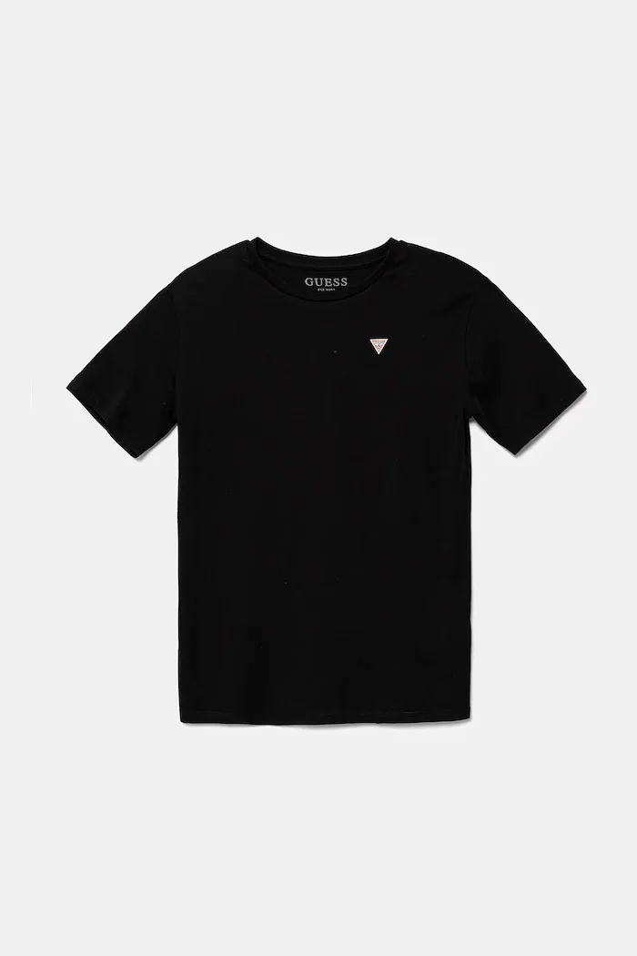GUESS Детска памучна тениска в черно с изчистен дизайн L5YI38 K5M20